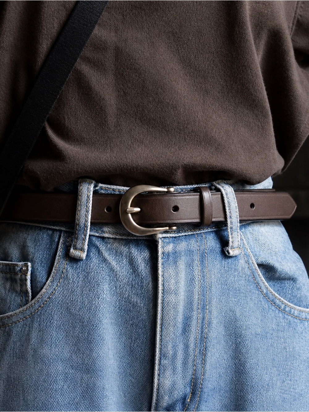 GAP Brown Leather Belt Size M Classic D-Ring Buckle Casual Minimalist Unisex